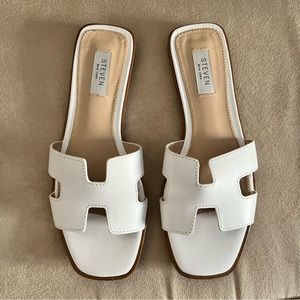 Steve Madden HADYN White Leather Slide Size 8